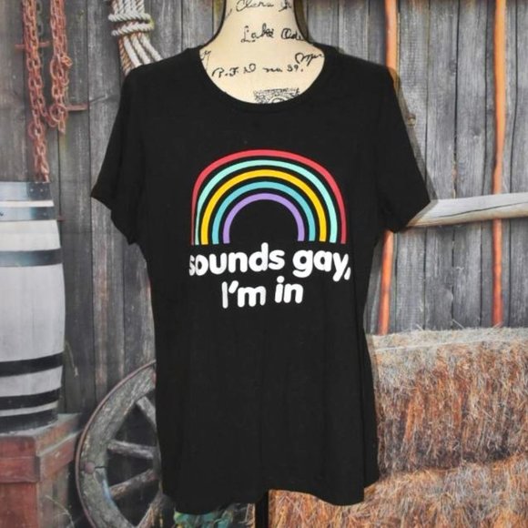 Tee Shirt Sounds Gay I'm In Rainbow Pride Support Crew Neck 2X - Picture 1 of 2